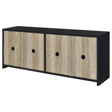 Denison 79" TV Stand & Entertainment Center with Media Towers - Glass Doors & Hidden Drawers in Black – view 13