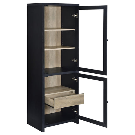 Denison 79" TV Stand & Entertainment Center with Media Towers - Glass Doors & Hidden Drawers in Black – view 15