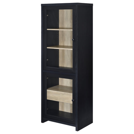 Denison 79" TV Stand & Entertainment Center with Media Towers - Glass Doors & Hidden Drawers in Black – view 17