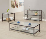 Trini Glass Top Coffee Table & End Table Sets - Black Nickel Open Frame with Lower Shelf – view 10