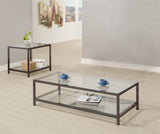 Trini Glass Top Coffee Table & End Table Sets - 2pcs- Coffee Table + End Table