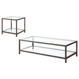 Trini Glass Top Coffee Table & End Table Sets - Black Nickel Open Frame with Lower Shelf – view 11