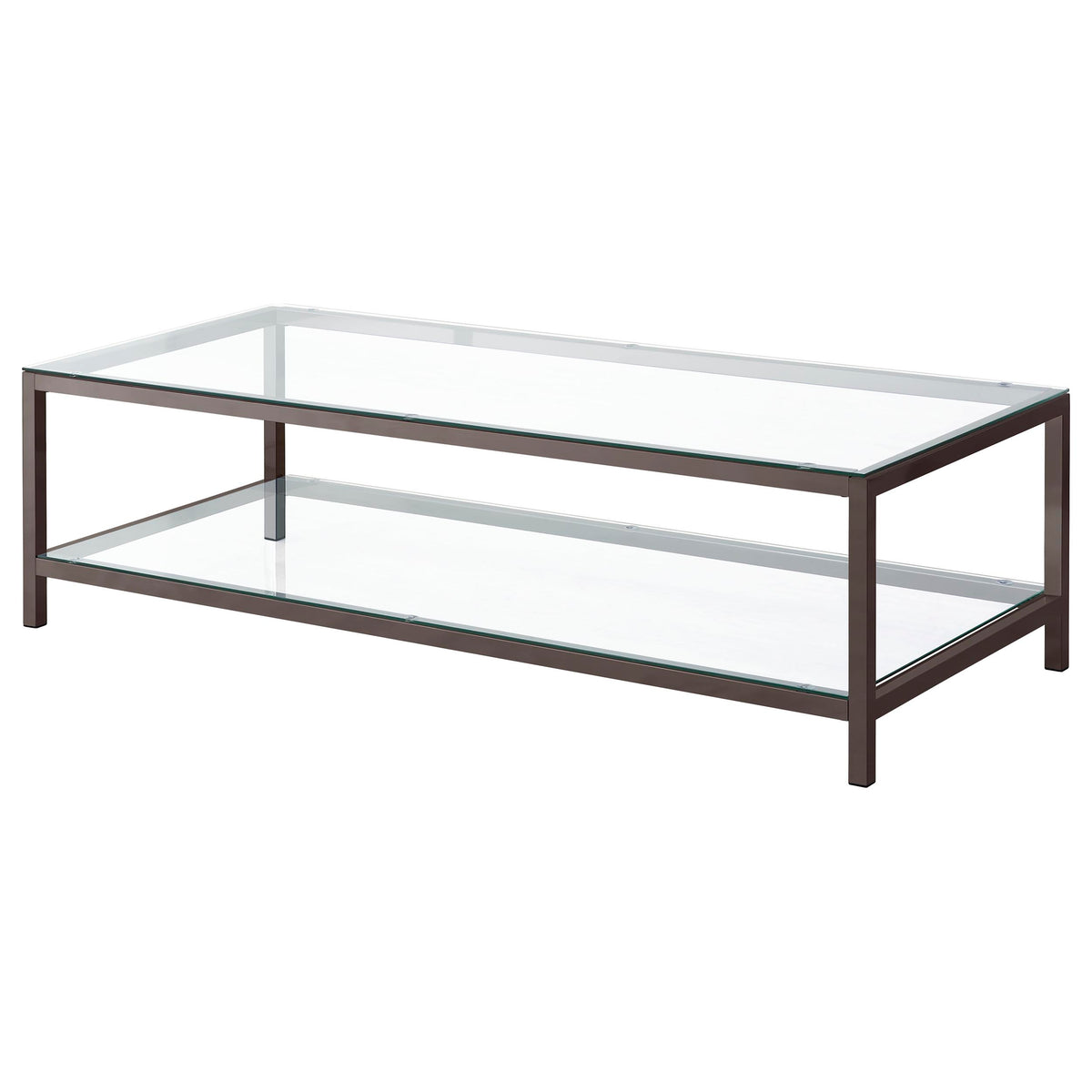 Trini Glass Top Coffee Table & End Table Sets - Black Nickel Open Frame with Lower Shelf – view 13