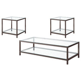 Trini Glass Top Coffee Table & End Table Sets - Black Nickel Open Frame with Lower Shelf – view 16
