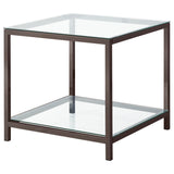Trini Glass Top Coffee Table & End Table Sets - Black Nickel Open Frame with Lower Shelf – view 17