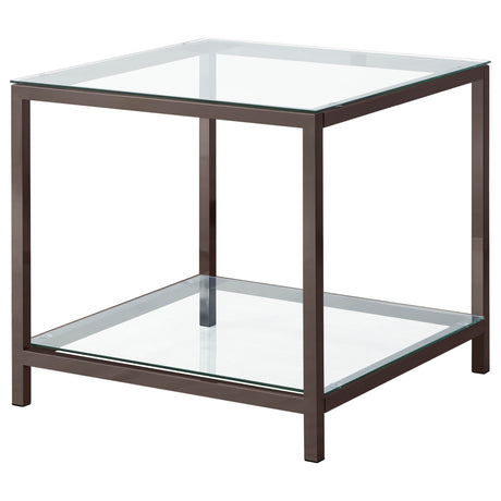 Trini Glass Top Coffee Table & End Table Sets - Black Nickel Open Frame with Lower Shelf – view 17