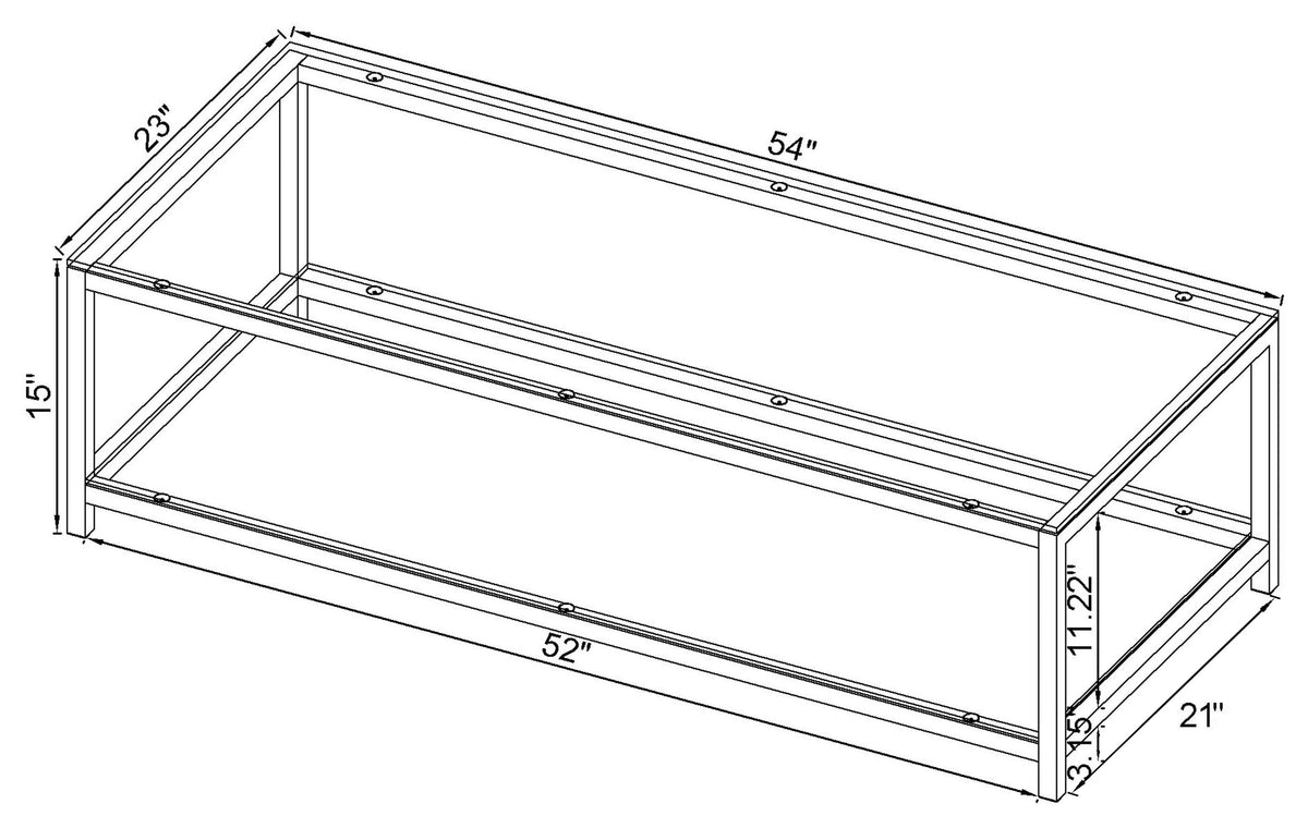 Trini Glass Top Coffee Table & End Table Sets - Black Nickel Open Frame with Lower Shelf – view 7