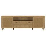 Arini 79" TV Stand - Sand Wash Media Console with Woven Cane Doors & Aged Brass Legs – view 4