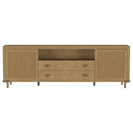Arini 79" TV Stand - Sand Wash Media Console with Woven Cane Doors & Aged Brass Legs – view 4