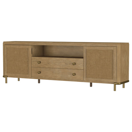 Arini 79" TV Stand - Sand Wash Media Console with Woven Cane Doors & Aged Brass Legs – view 5