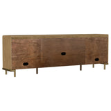 Arini 79" TV Stand - Sand Wash Media Console with Woven Cane Doors & Aged Brass Legs – view 7