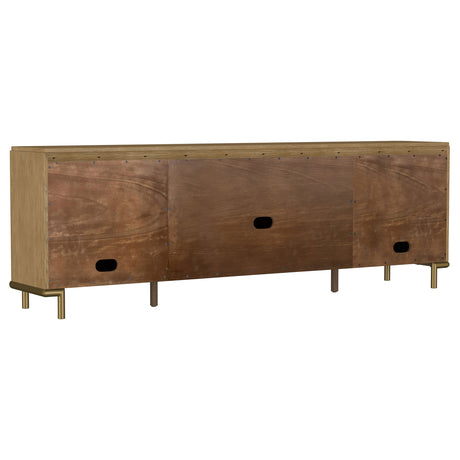 Arini 79" TV Stand - Sand Wash Media Console with Woven Cane Doors & Aged Brass Legs – view 7