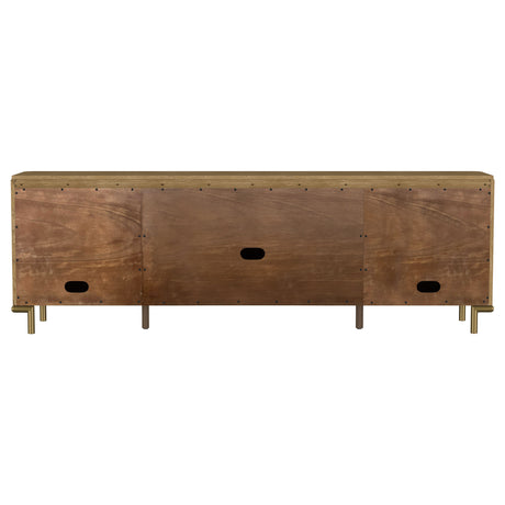Arini 79" TV Stand - Sand Wash Media Console with Woven Cane Doors & Aged Brass Legs – view 8