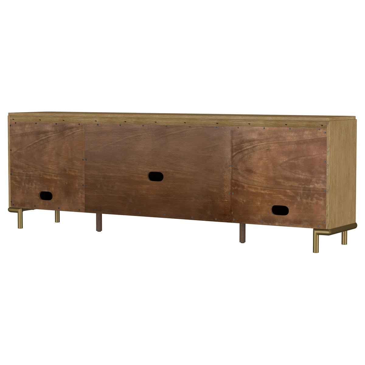 Arini 79" TV Stand - Sand Wash Media Console with Woven Cane Doors & Aged Brass Legs – view 9