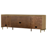 Arini 79" TV Stand - Sand Wash Media Console with Woven Cane Doors & Aged Brass Legs – view 9