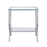Saide Glass Top Coffee Table, End Table & Console Table - Curved Polished Chrome Legs with Lower Glass Shelf – view 13