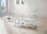 Saide Glass Top Coffee Table, End Table & Console Table - 3pcs- Coffee Table + 2 End Tables
