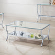 Saide Glass Top Coffee Table, End Table & Console Table - Curved Polished Chrome Legs with Lower Glass Shelf – view 1