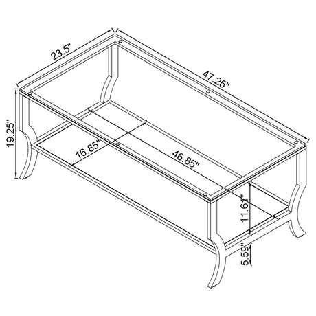 Saide Glass Top Coffee Table, End Table & Console Table - Curved Polished Chrome Legs with Lower Glass Shelf – view 10