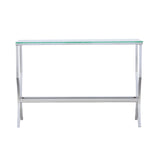 Saide Glass Top Coffee Table, End Table & Console Table - Curved Polished Chrome Legs with Lower Glass Shelf – view 19