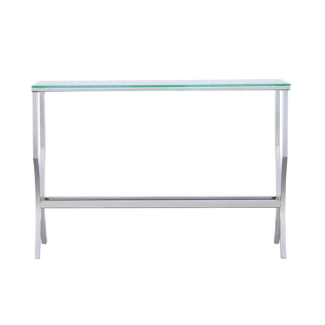 Saide Glass Top Coffee Table, End Table & Console Table - Curved Polished Chrome Legs with Lower Glass Shelf – view 19