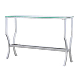 Saide Glass Top Coffee Table, End Table & Console Table - Curved Polished Chrome Legs with Lower Glass Shelf – view 20