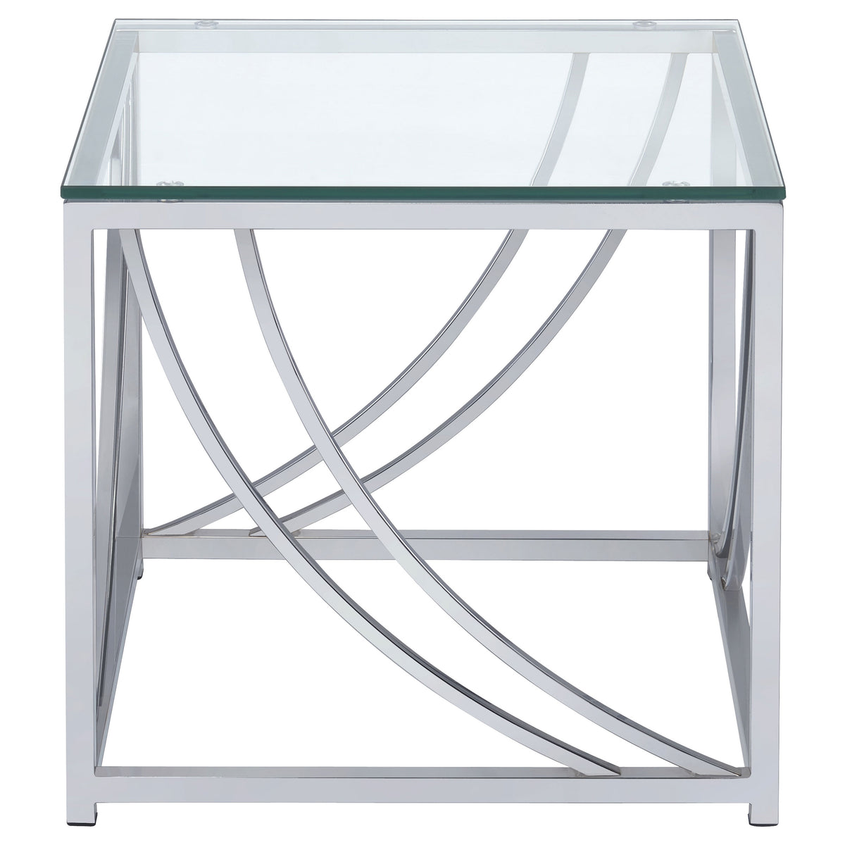 Lille Glass Top Coffee Table, End Table & Console - Curved Polished Chrome Frame, Contemporary Sets – view 12