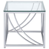 Lille Glass Top Coffee Table, End Table & Console - Curved Polished Chrome Frame, Contemporary Sets – view 12