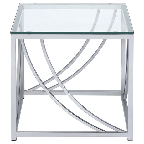 Lille Glass Top Coffee Table, End Table & Console - Curved Polished Chrome Frame, Contemporary Sets – view 12