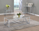 Lille Glass Top Coffee Table, End Table & Console - Curved Polished Chrome Frame, Contemporary Sets – view 14