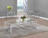 Lille Glass Top Coffee Table, End Table & Console - 3pcs- Coffee Table + 2 End Tables