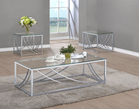 Lille Glass Top Coffee Table, End Table & Console - 3pcs- Coffee Table + 2 End Tables