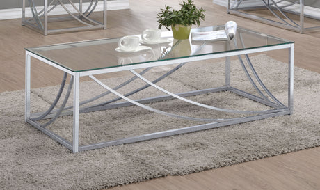 Lille Glass Top Coffee Table, End Table & Console - Curved Polished Chrome Frame, Contemporary Sets – view 1