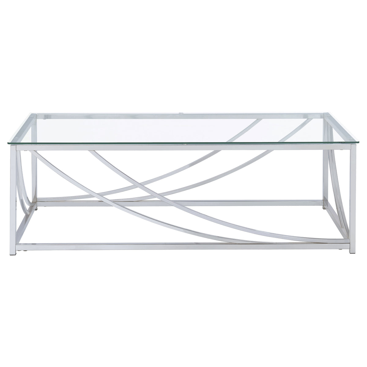 Lille Glass Top Coffee Table, End Table & Console - Curved Polished Chrome Frame, Contemporary Sets – view 7
