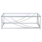 Lille Glass Top Coffee Table, End Table & Console - Curved Polished Chrome Frame, Contemporary Sets – view 7