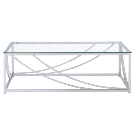 Lille Glass Top Coffee Table, End Table & Console - Curved Polished Chrome Frame, Contemporary Sets – view 7