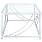 Lille Glass Top Coffee Table, End Table & Console - Curved Polished Chrome Frame, Contemporary Sets – view 8