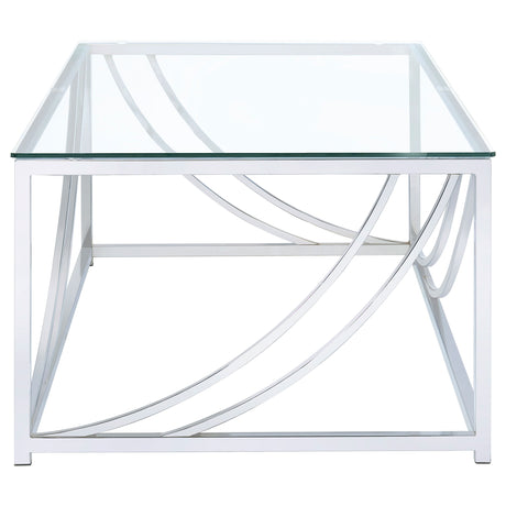 Lille Glass Top Coffee Table, End Table & Console - Curved Polished Chrome Frame, Contemporary Sets – view 8