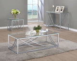 Lille Glass Top Coffee Table, End Table & Console - Curved Polished Chrome Frame, Contemporary Sets – view 10