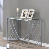 Lille Glass Top Coffee Table, End Table & Console - Curved Polished Chrome Frame, Contemporary Sets – view 15