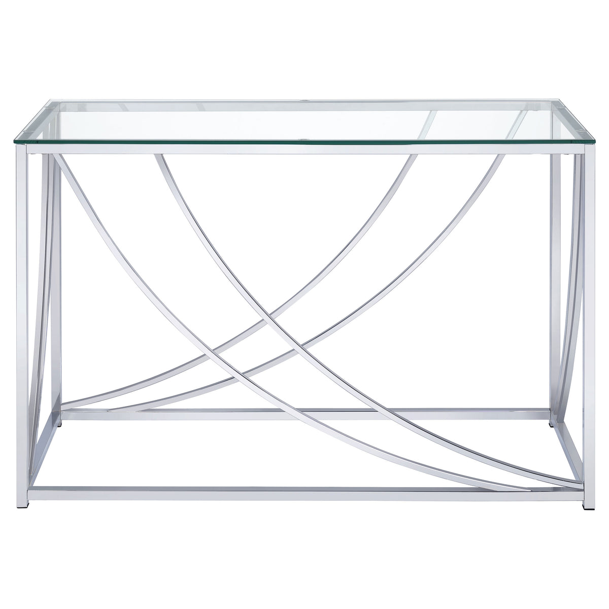 Lille Glass Top Coffee Table, End Table & Console - Curved Polished Chrome Frame, Contemporary Sets – view 16