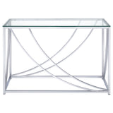 Lille Glass Top Coffee Table, End Table & Console - Curved Polished Chrome Frame, Contemporary Sets – view 16