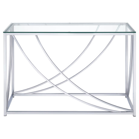 Lille Glass Top Coffee Table, End Table & Console - Curved Polished Chrome Frame, Contemporary Sets – view 16