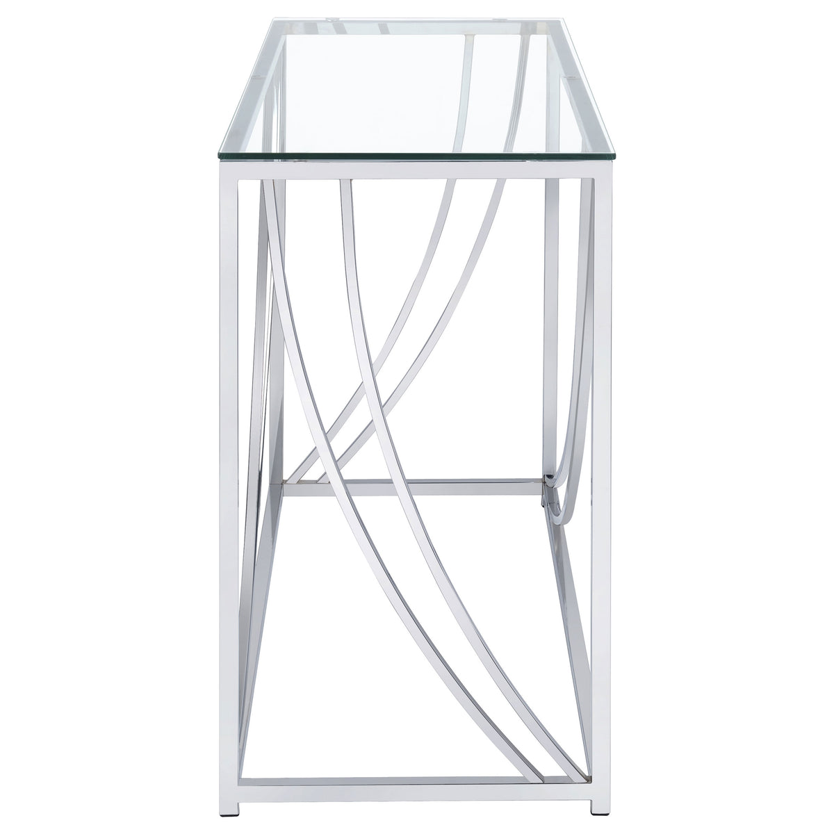 Lille Glass Top Coffee Table, End Table & Console - Curved Polished Chrome Frame, Contemporary Sets – view 17