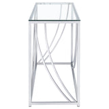 Lille Glass Top Coffee Table, End Table & Console - Curved Polished Chrome Frame, Contemporary Sets – view 17