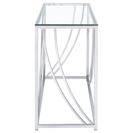 Lille Glass Top Coffee Table, End Table & Console - Curved Polished Chrome Frame, Contemporary Sets – view 17