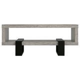 Dinard 47" Coffee Table - Grey Driftwood with Open Shelf & Black Metal Supports – view 3