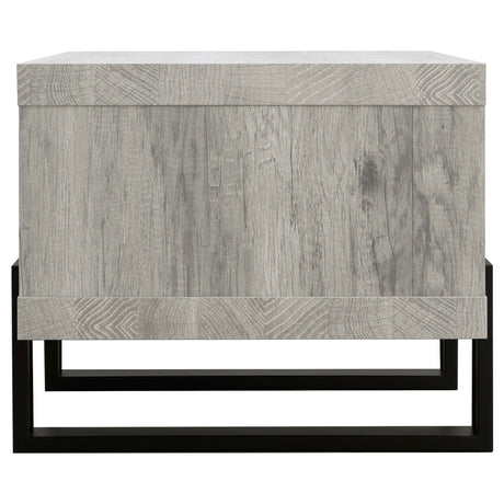 Dinard 47" Coffee Table - Grey Driftwood with Open Shelf & Black Metal Supports – view 5