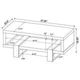 Dinard 47" Coffee Table - Grey Driftwood with Open Shelf & Black Metal Supports – view 7