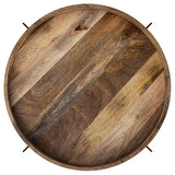Adhvik 30" Round Coffee Table - Recessed Mango Wood Top, White Marble Shelf & Black Iron Legs – view 4